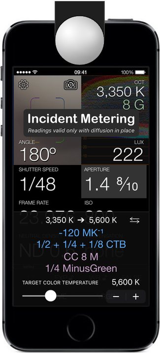 Cine Meter II in incident / color metering mode