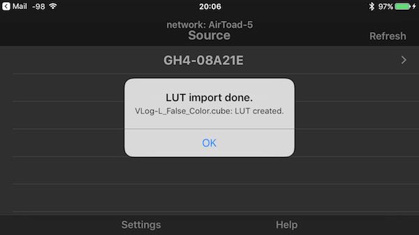 LUT loaded into FieldMonitor