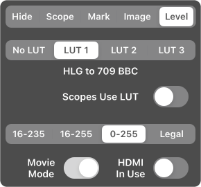 Level and LUT controls