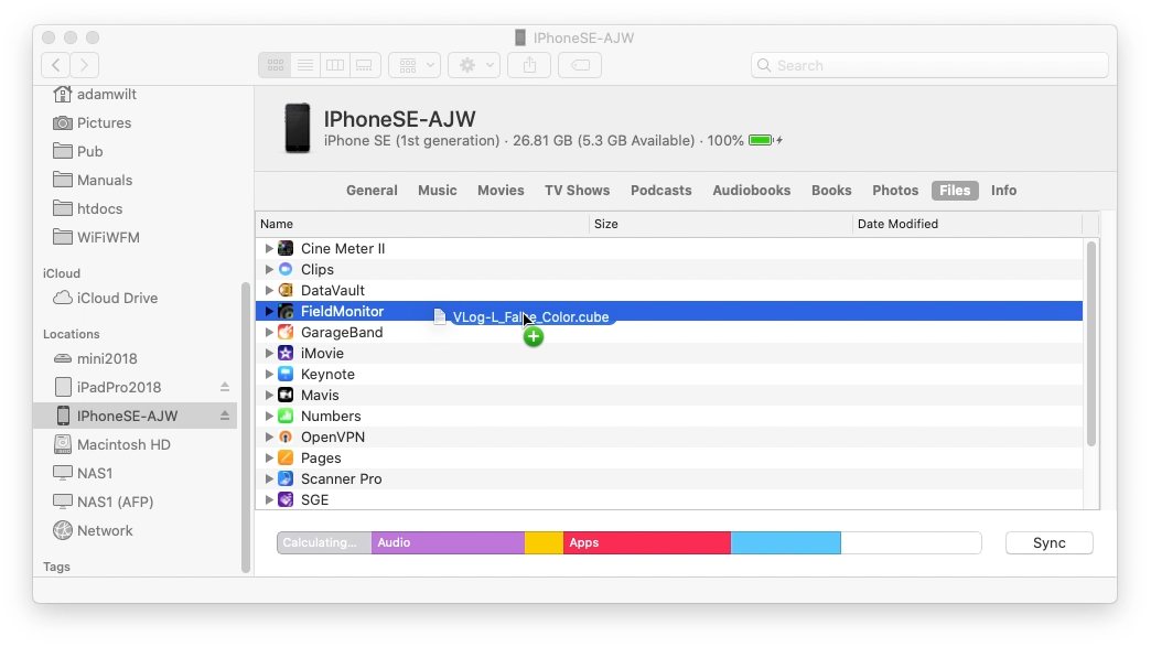 .cube files added in Finder