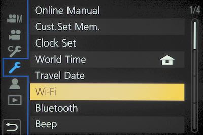 Wi-Fi menu item