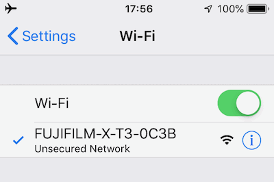 Connected to Fujifilm Wi-Fi